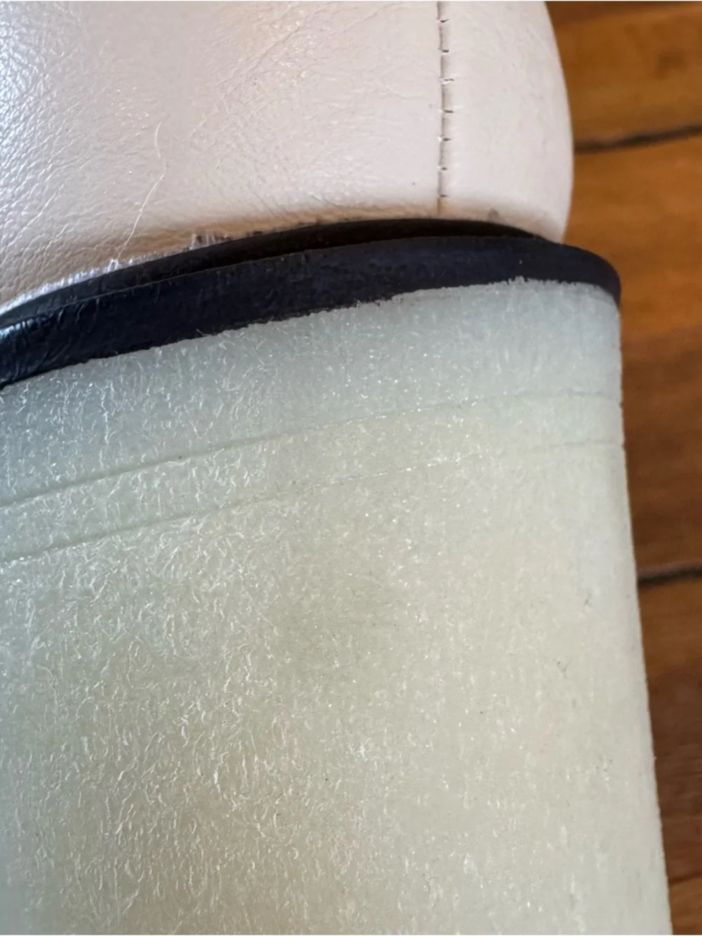 Cream Chelsea Heeled Ankle Boots with Black Elastic Panels - Picture 11 of 13